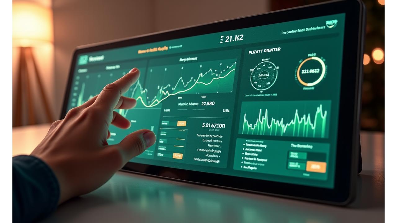 A dynamic dashboard displaying personalized health metrics, genetic insights, and lifestyle recommendations.