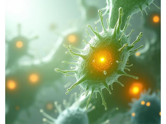 Abstract depiction of healthy human cells, showing vitality and resilience against aging processes.